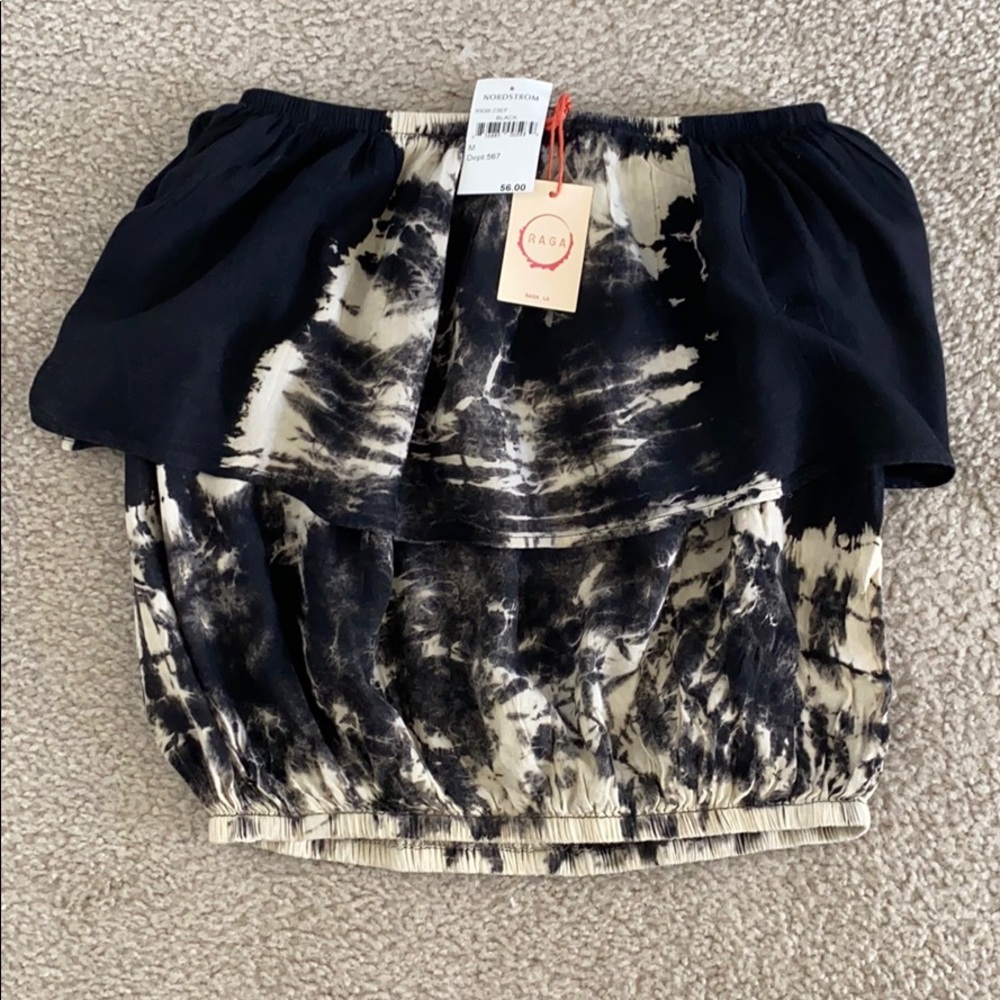 Raga Tie Dye Ruffle Tube Top Size M NWT